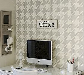stenciled office, painting, Gorgeous Houndstooth Stenciled office space
