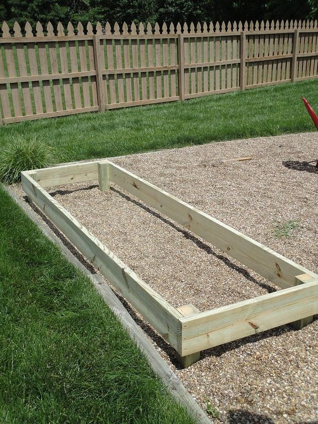 diy raised garden bed, diy, gardening, raised garden beds, woodworking projects, Place bed in holes