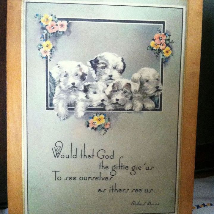 adding vintage decor to my home, home decor, repurposing upcycling, shabby chic, Antique Dog doggies picture from 1939 I had this as a little girl vintage myeclecticloftblog hometalk googleplus antique