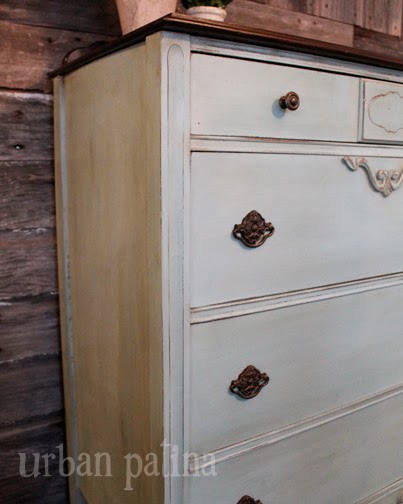 antique chest of drawers soft duck egg blue rich chocolate, painted furniture, Sweet lines and soft curves Oooo la la