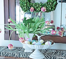 spring easter egg decor, foyer, gardening, painted furniture