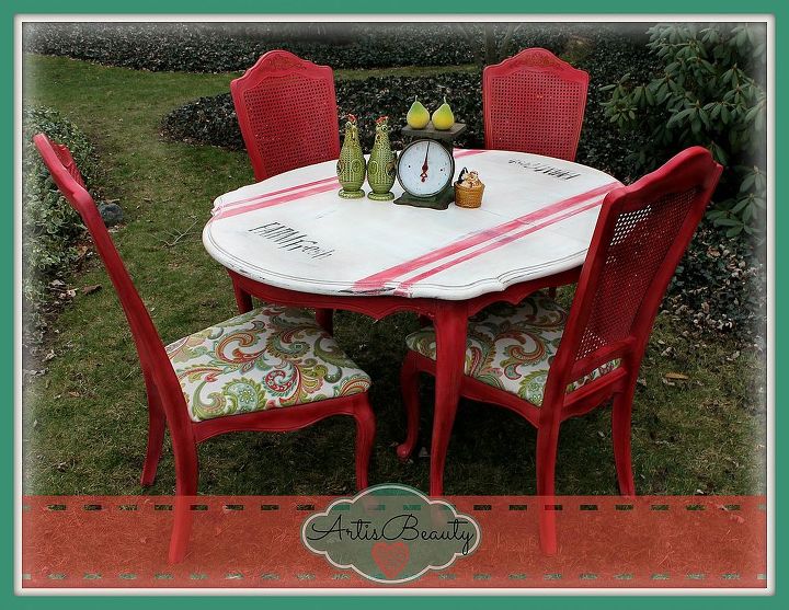 farm fresh turning a old beat up dining set into a fresh vintage beauty, home decor, painted furniture