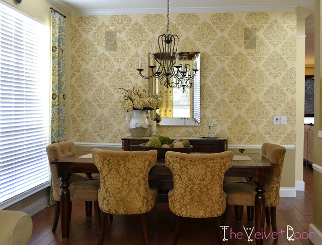 dining room redo using the kerry damask stencil, dining room ideas, home decor, painting