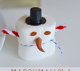 marshmallow snowmen and a wayfair cloche, crafts, seasonal holiday decor, Marshmallow snowmen hometalk wayfair diy decor Christmas snowman snowman