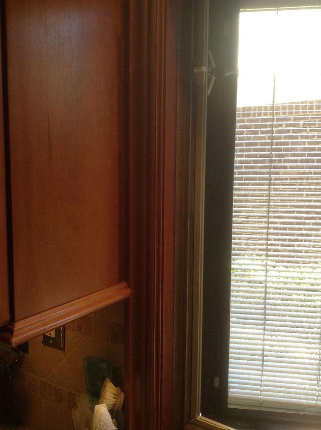 wrong color stain, kitchen design, painting, windows, Left side of window frame