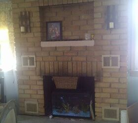 fireplace ugh, fireplaces mantels, home decor, living room ideas, This is our fireplace with a fishtank atm Need advise hate it as it is right now