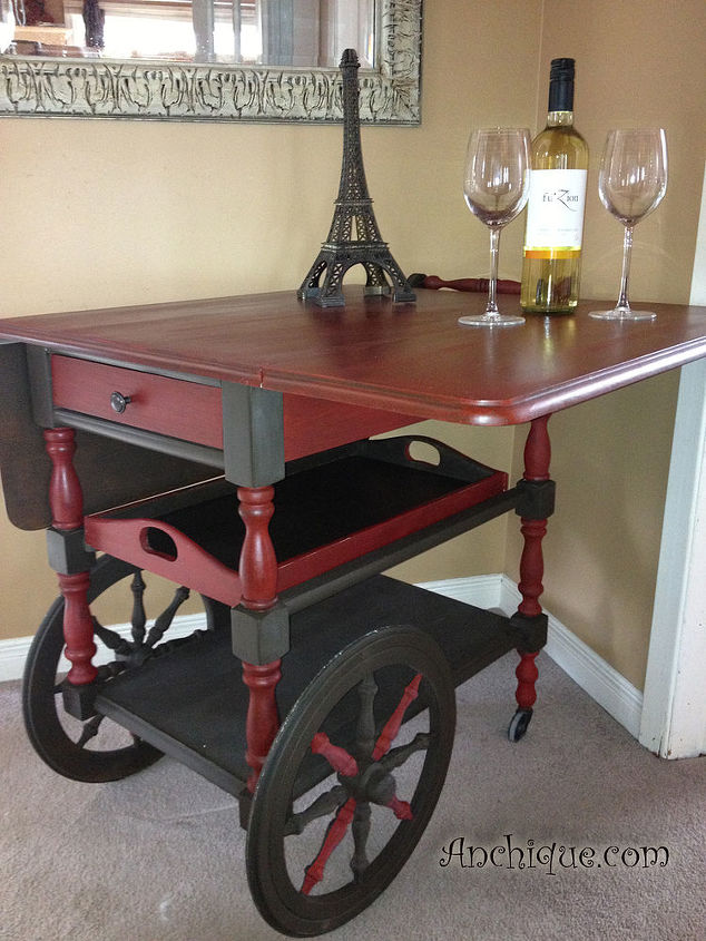 painted furniture, painted furniture, Tea Cart Finished in Espresso and Emperors Silk
