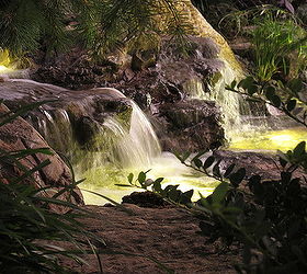 underwater led lighting, lighting, outdoor living, ponds water features, It s always about the LED Lights for me Especially in the waterfalls