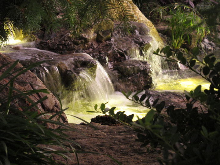 underwater led lighting, lighting, outdoor living, ponds water features, It s always about the LED Lights for me Especially in the waterfalls