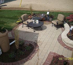 burns harbor patio sidewalk landscaping bubbling rock, concrete masonry, landscape, outdoor living, patio