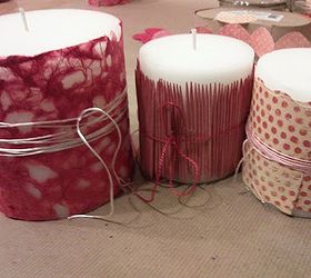 changeable valentine candle decor, crafts, seasonal holiday decor, valentines day ideas, Attach your paper or fabric with a little scotch tape and then tie it off with some twine or wire