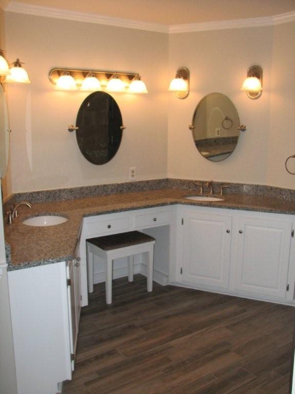 beautiful custom master bathroom remodel, bathroom ideas, home decor, home improvement, Granite vanity with double sinks and