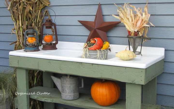 a rustic vintage fall potting sink, gardening, outdoor living, repurposing upcycling, seasonal holiday decor, I love rust and orange