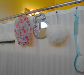 decorating tips for renters, home decor, Inexpensive C style shower hooks for storing shower supplies