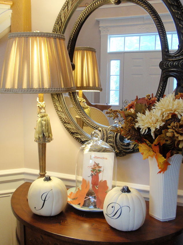 monogrammed pumpkins, seasonal holiday decor