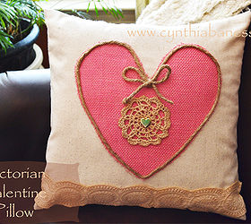 victorian valentine pillow, crafts, seasonal holiday decor, valentines day ideas