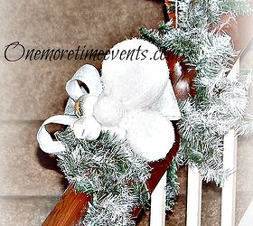 turning your home into a winter wonderland myfavoritethings, christmas decorations, seasonal holiday decor, snowball garland going up banister