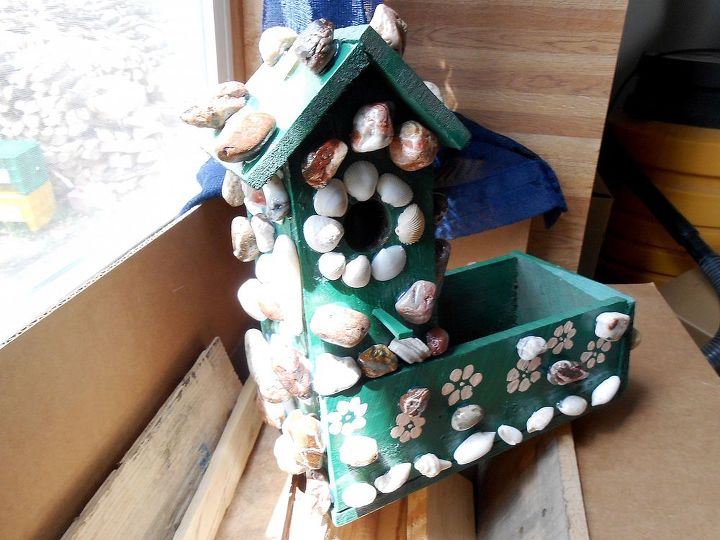 my lake superior rock collection, crafts, home decor, pallet, repurposing upcycling, Bird nesting house SOLD as a 2 for 1 deal for 50