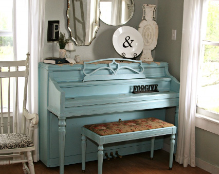my painted piano, painted furniture, I love the color