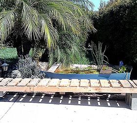 my shipwreck water lily pond, Finally I placed cinder blocks under both ends of the pallet to elevate it and make it level This is now a boat dock seating area