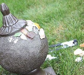 repurposed garden globe, crafts, gardening, repurposing upcycling, 1 Spray Paint 2 Apply broken glass