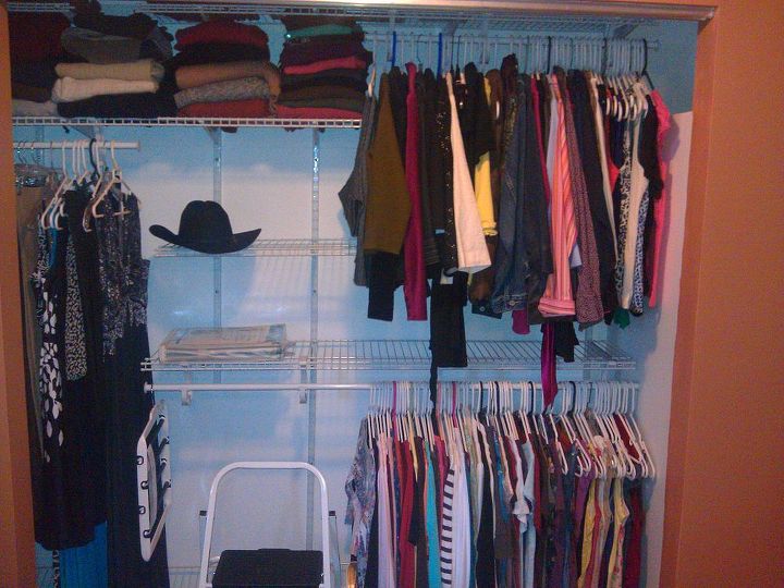 my master closet turns into her master closet, cleaning tips, closet, shelving ideas, Finally we marked with all shelves etc in place the holes for the vertical shelf brackets and attached them We put in the shelves and added a dash of good style