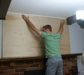 diy fireplace installation, diy, fireplaces mantels, home decor, how to, painting, We then took the plywood into the fireplace room to make sure if fit