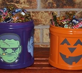 coffee container halloween candy canister, crafts, halloween decorations, repurposing upcycling, seasonal holiday decor, Resize your printables to 3x5 and they will fit perfectly
