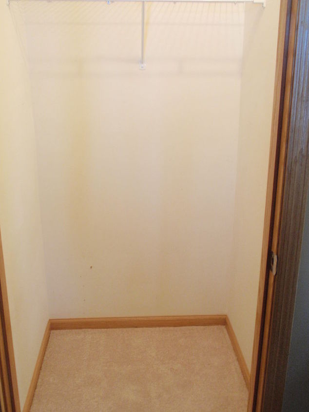 coat closet made into a simple walkin pantry, closet, storage ideas, Got the walls all patched and ready for paint
