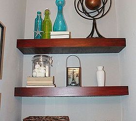 building floating shelves in a small bathroom, shelving ideas, storage ideas, woodworking projects