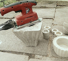 diy concrete and cement planters and candle holders, for some sanding