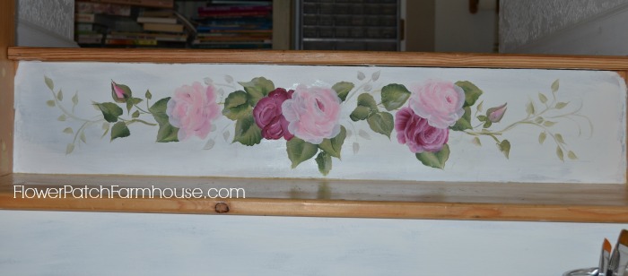 flowers on the stairs, home decor, painting, stairs, Pretty in pink roses