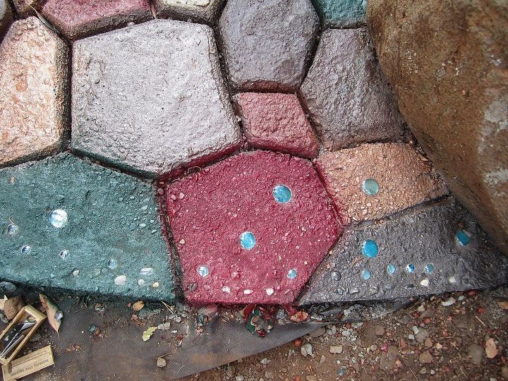 patio garden, gardening, patio, I added a few little details colored stones