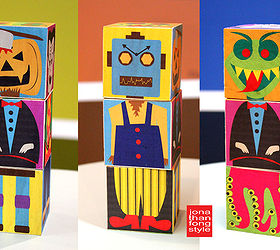 build a monster blocks for halloween and beyond, crafts, halloween decorations, seasonal holiday decor, Just three blocks can make countless combinations