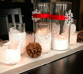 diy snow drift candle holders, crafts, decoupage, seasonal holiday decor, Use them alone or arrange several of them on a tablescape with pinecones and other winter decor