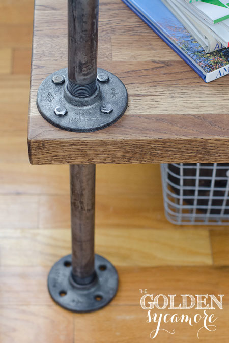 knock off industrial side table, home decor, woodworking projects, Weathered metal and wood side table