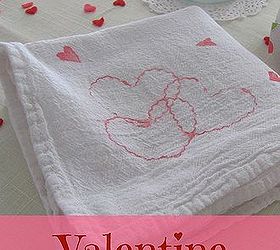 stamping on flour sack towels for the kitchen, crafts, seasonal holiday decor, I stamped the towel with hearts for Valentine s Day for presents for my daughters