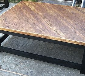 over sized coffee table and end tables made from re purposed old oak flooring, painted furniture, repurposing upcycling