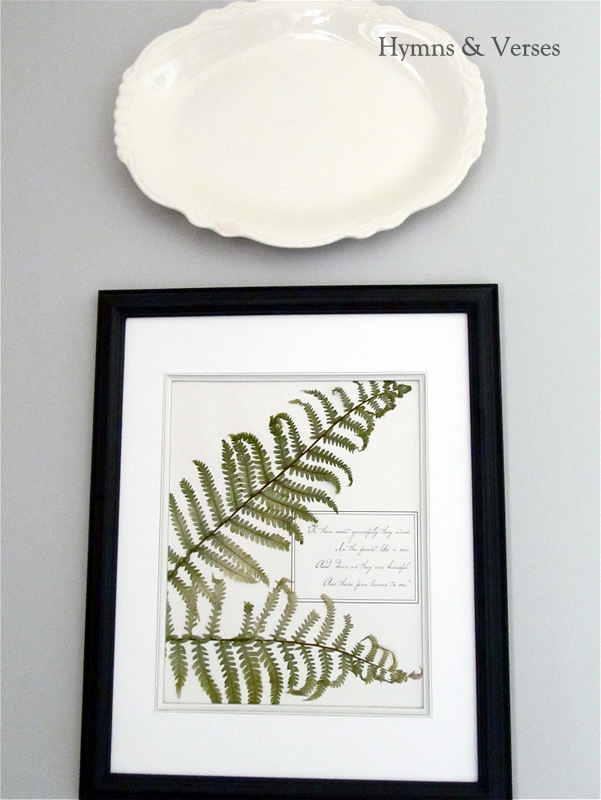adding a pop of green to a mostly neutral room, home decor, Fern prints I made with ferns from my garden