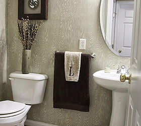 fabulous faux bois stenciled powder room, bathroom ideas, painting, wall decor