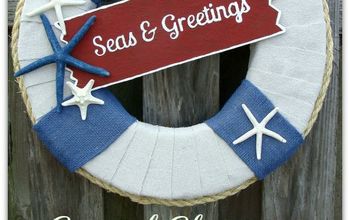 Coastal Christmas Wreath With Free Printable Of Seas & Greetings
