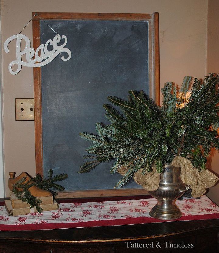 christmas vignettes, fireplaces mantels, seasonal holiday d cor, Just a bit of old and natural greens