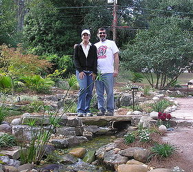 professional pond builders perspective on a backyard pond makeover in before during, outdoor living, ponds water features, This is the Landscape Architect and Homeowner who we worked with to create this awesome water feature We all worked as a team and the process was smooth sailing The planning process began with an expectations logistics pre meeting