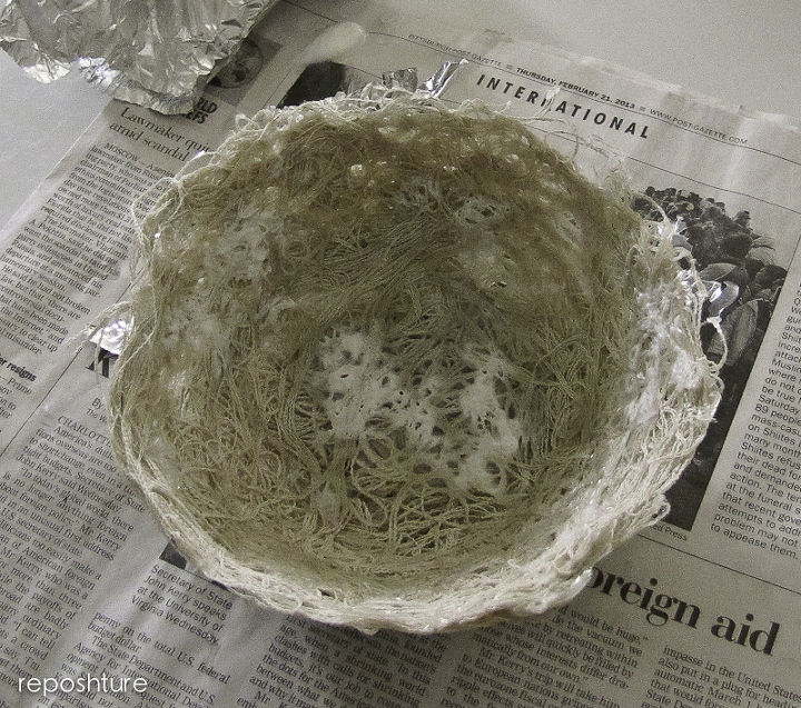 birds nest textured bowl tutorial, crafts, almost there