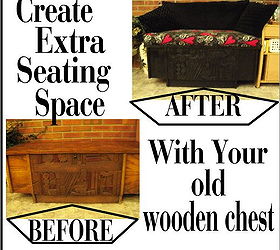 creating extra seating space with repurposed wooden chest, painted furniture, repurposing upcycling, I created a cozy little seating area by repurposing my old Lane chest
