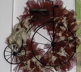 burlap bike wreath, crafts, repurposing upcycling, wreaths