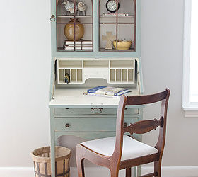 vintage secretary transformation, chalk paint, painted furniture, Vintage secretary painted with Annie Sloan Chalk Paint in Duck Egg Old White and Coco