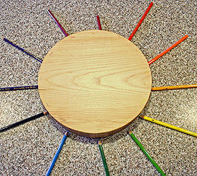 make a color wheel from a wood block, crafts, Step Four Find a color wheel online and use it to pick your colored pencils in the right shades Then color each section in with the pencil