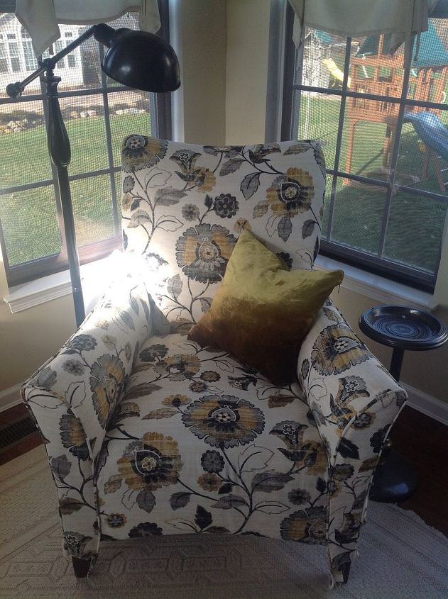 diy first time chair reupholstery project, painted furniture, reupholster, Another shot very happy and people thought it was professionally done