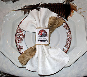 no sew burlap napkin rings place cards, crafts, thanksgiving decorations, No Sew Burlap Napkin Rings Place Cards